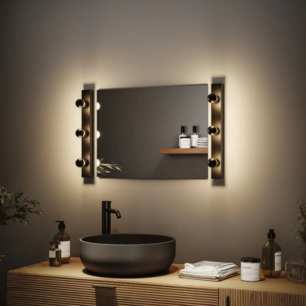 Paulmann 80097 Spiegelleuchte Regula II 3-flammig E14 Schwarz IP44