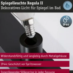 Paulmann 80097 Spiegelleuchte Regula II 3-flammig E14 Schwarz IP44