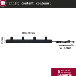 Paulmann 80101 Spiegelleuchte Regula II Stecker 4-flammig E14 Schwarz IP44