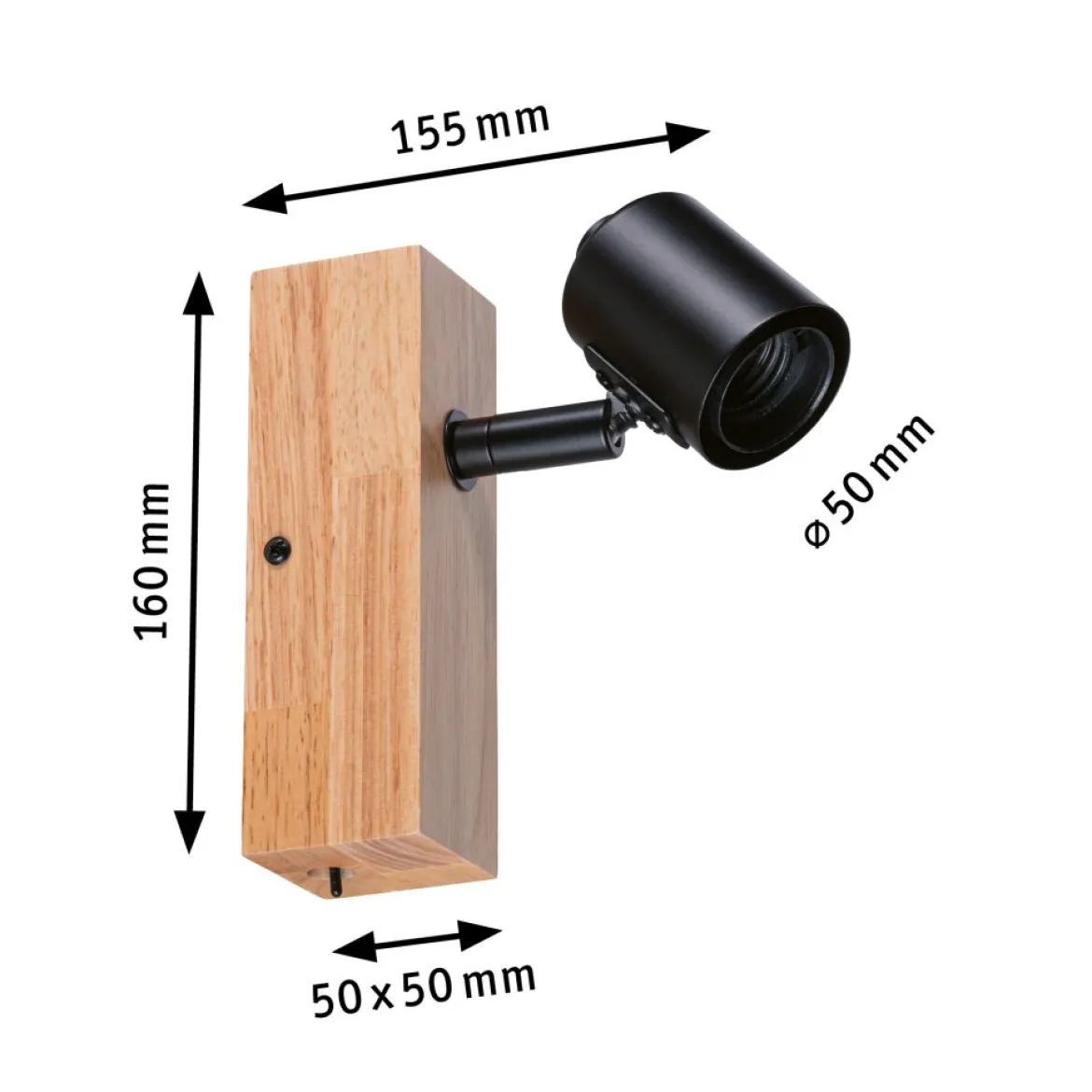 Paulmann 66770 Spotlight Arvid 1-flammig E27 230V max.20W Schwarz Holz
