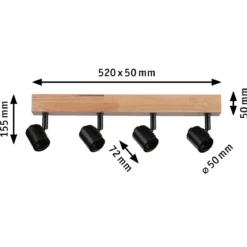 Paulmann 66773 Spotlight Arvid 4-flammig E27 230V max.20W Schwarz Holz