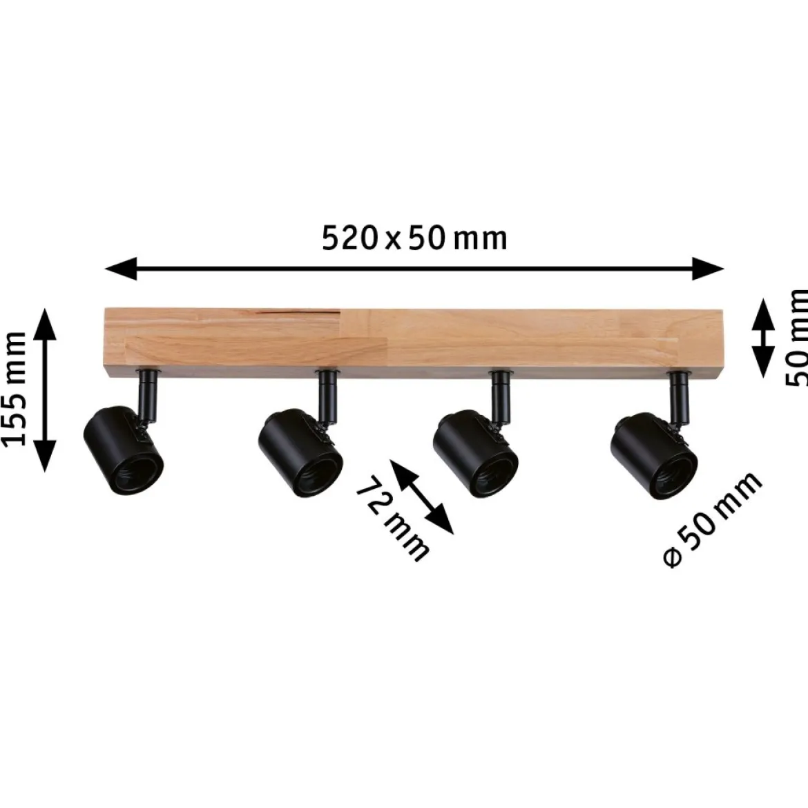 Paulmann 66773 Spotlight Arvid 4-flammig E27 230V max.20W Schwarz Holz