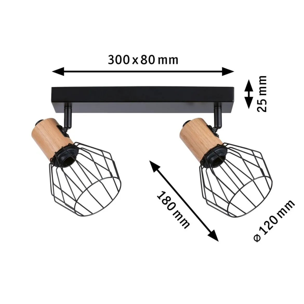 Paulmann 66767 Spotlight Lanka 2-flammig E14 230V max.20W Schwarz Holz