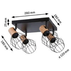 Paulmann 66769 Spotlight Lanka 4-flammig E14 230V max.20W Schwarz Holz