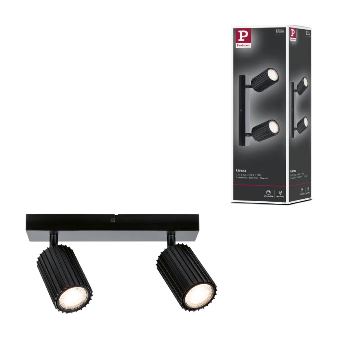 Paulmann 94920 Spotlight Lirena 2-flammig Schwarz GU10 max.10W