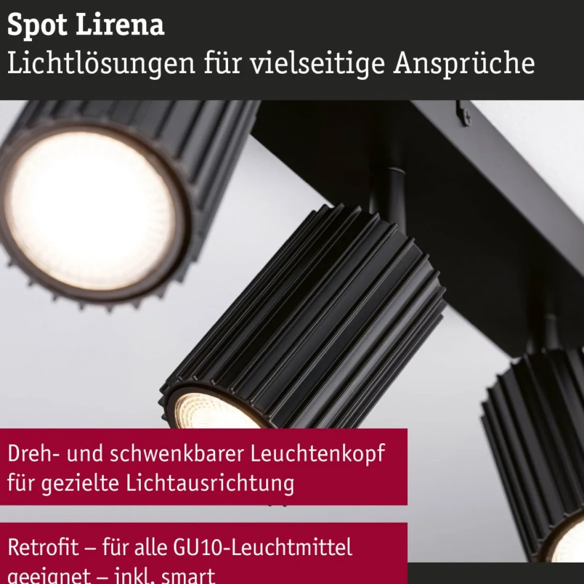 Paulmann 94921 Spotlight Lirena 3-flammig Schwarz GU10 max.10W