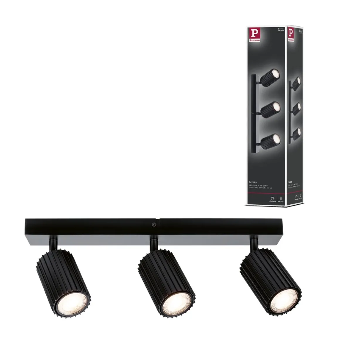 Paulmann 94921 Spotlight Lirena 3-flammig Schwarz GU10 max.10W
