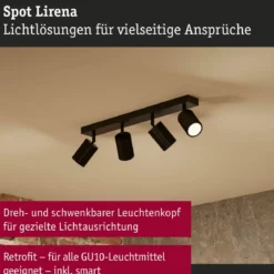 Paulmann 94922 Spotlight Lirena 4-flammig Schwarz GU10 max.10W