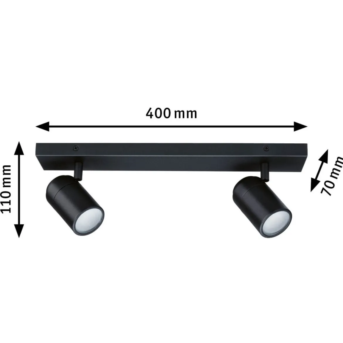 Paulmann 66775 Spotlight Zyli GU10 2-flammig Schwarz matt IP44