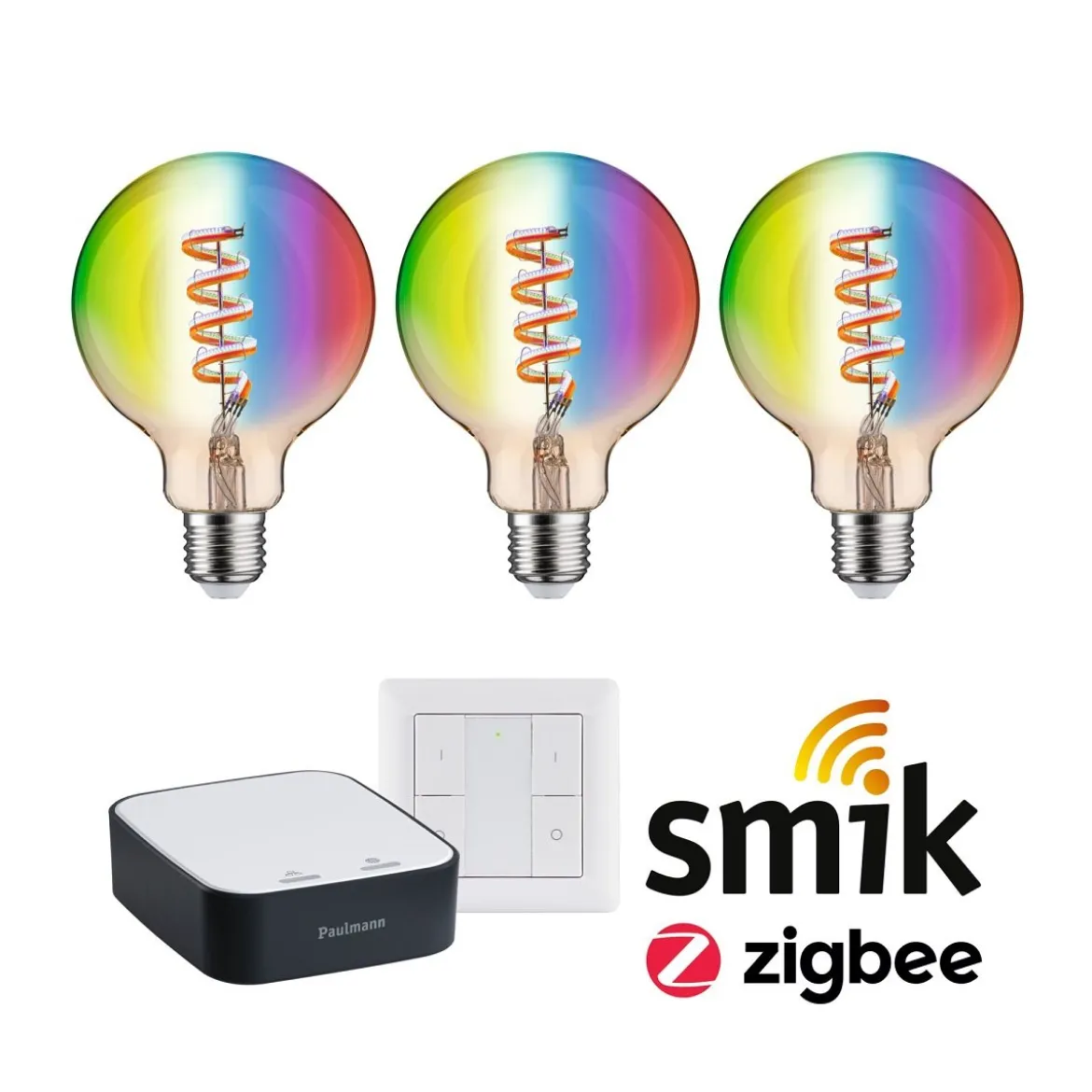Paulmann 5193 Starterset Zigbee LED Globe G95 E27 RGBW + smik Gateway + Schalter