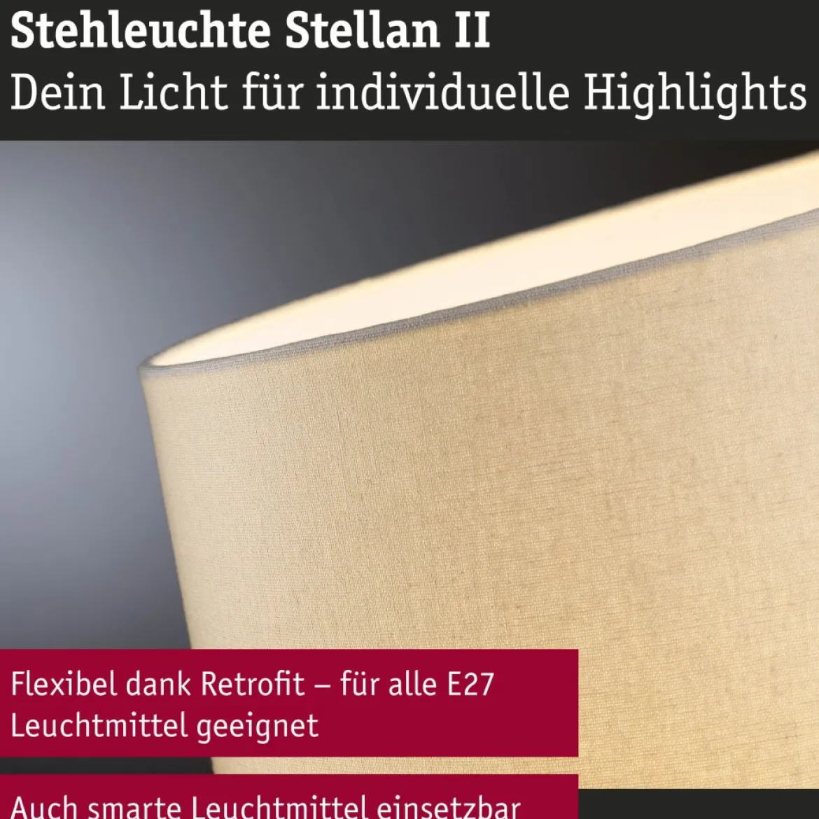 Paulmann 80103 Stehleuchte Stellan II 161cm Creme E27