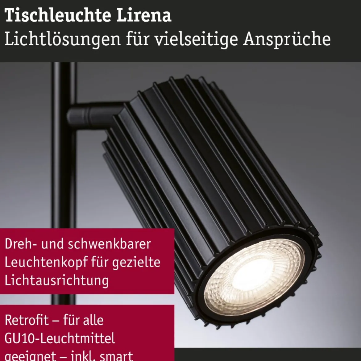 Paulmann 94923 Tischleuchte Lirena Schwarz GU10 max.7W