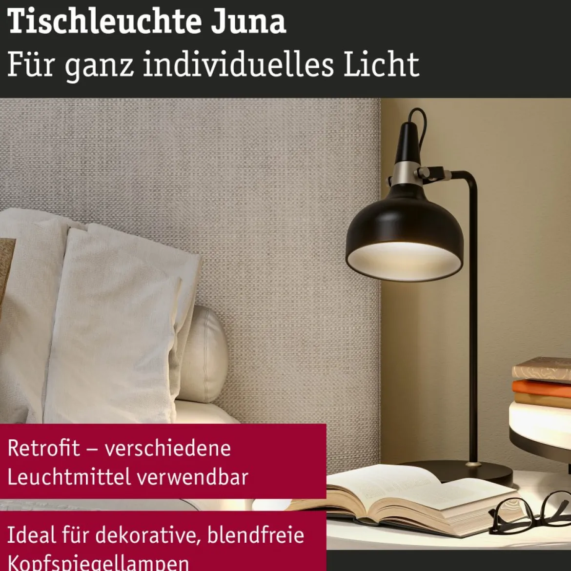 Paulmann 78479 Tischleuchte Neordic Juna Champagner Schwarz E14