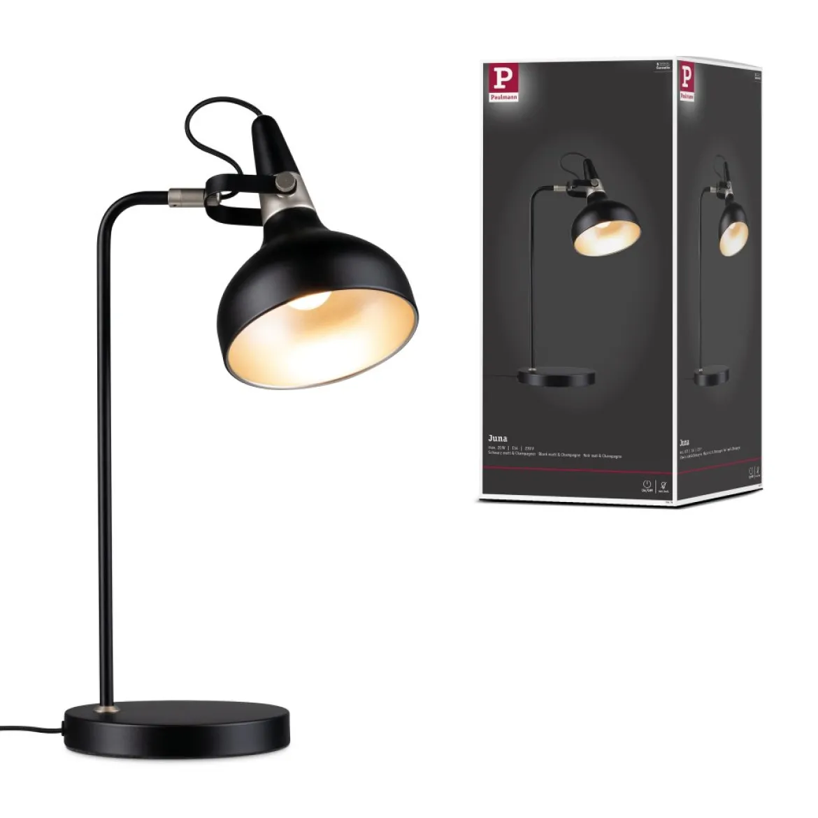 Paulmann 78479 Tischleuchte Neordic Juna Champagner Schwarz E14