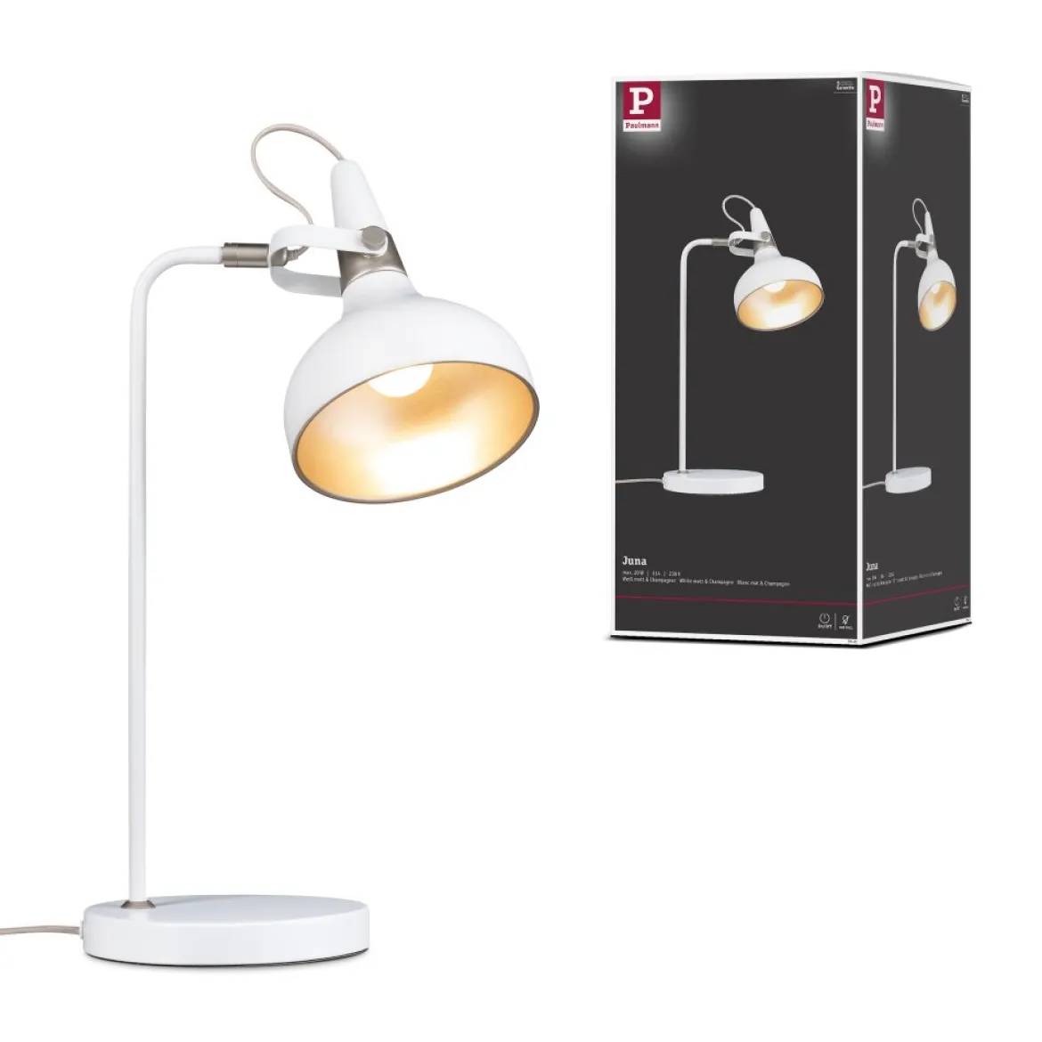 Paulmann 78482 Tischleuchte Neordic Juna Champagner Weiß E14