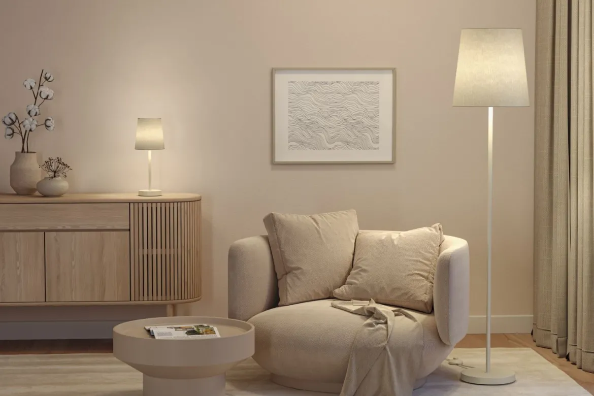 Paulmann 80102 Tischleuchte Stellan II 40cm Creme E27