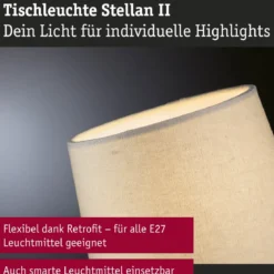Paulmann 80102 Tischleuchte Stellan II 40cm Creme E27