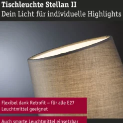 Paulmann 80104 Tischleuchte Stellan II 40cm Grau E27