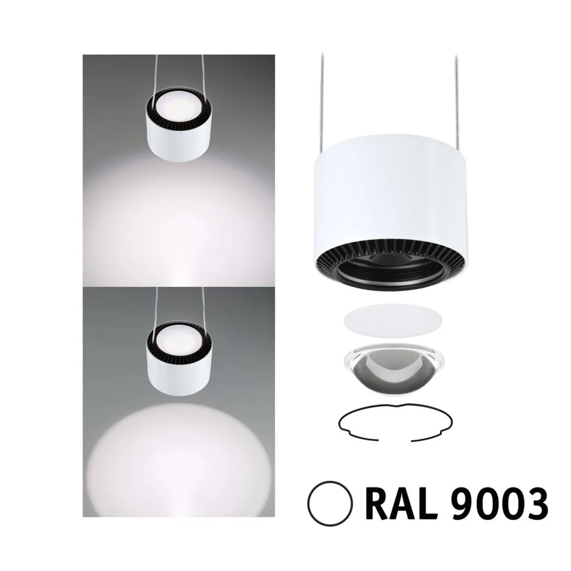 Paulmann 94904 URail LED Pendel Aldan 4000K dimmbar 230V Signalweiß RAL 9003