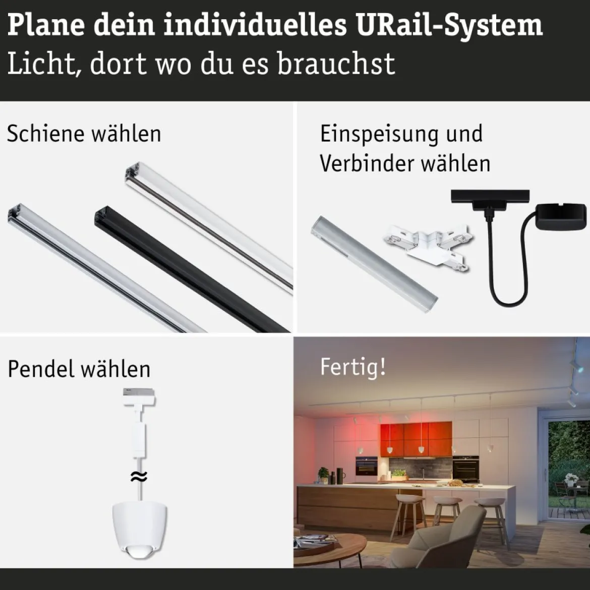 Paulmann 95683 URail LED Pendel Tyros Zigbee RGBW 230V Signalweiß