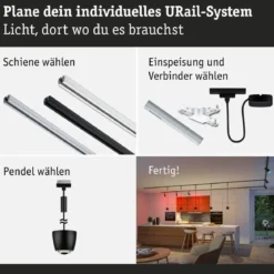 Paulmann 95684 URail LED Pendel Tyros Zigbee RGBW 230V Schwarz matt