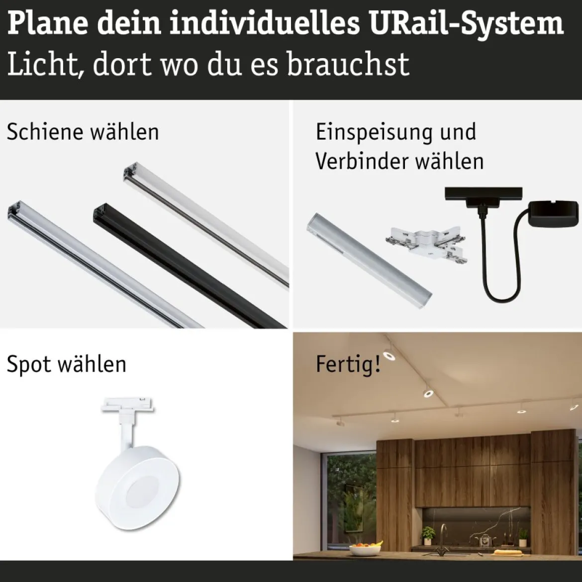Paulmann 93150 URail LED Schienenspot Circle dimmbar 2700-4000K Signalweiß RAL 9003