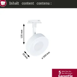 Paulmann 93150 URail LED Schienenspot Circle dimmbar 2700-4000K Signalweiß RAL 9003