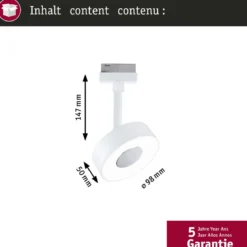 Paulmann 95704 URail LED Schienenspot Circle 4000K 3-Step-Dim 230V Signalweiß
