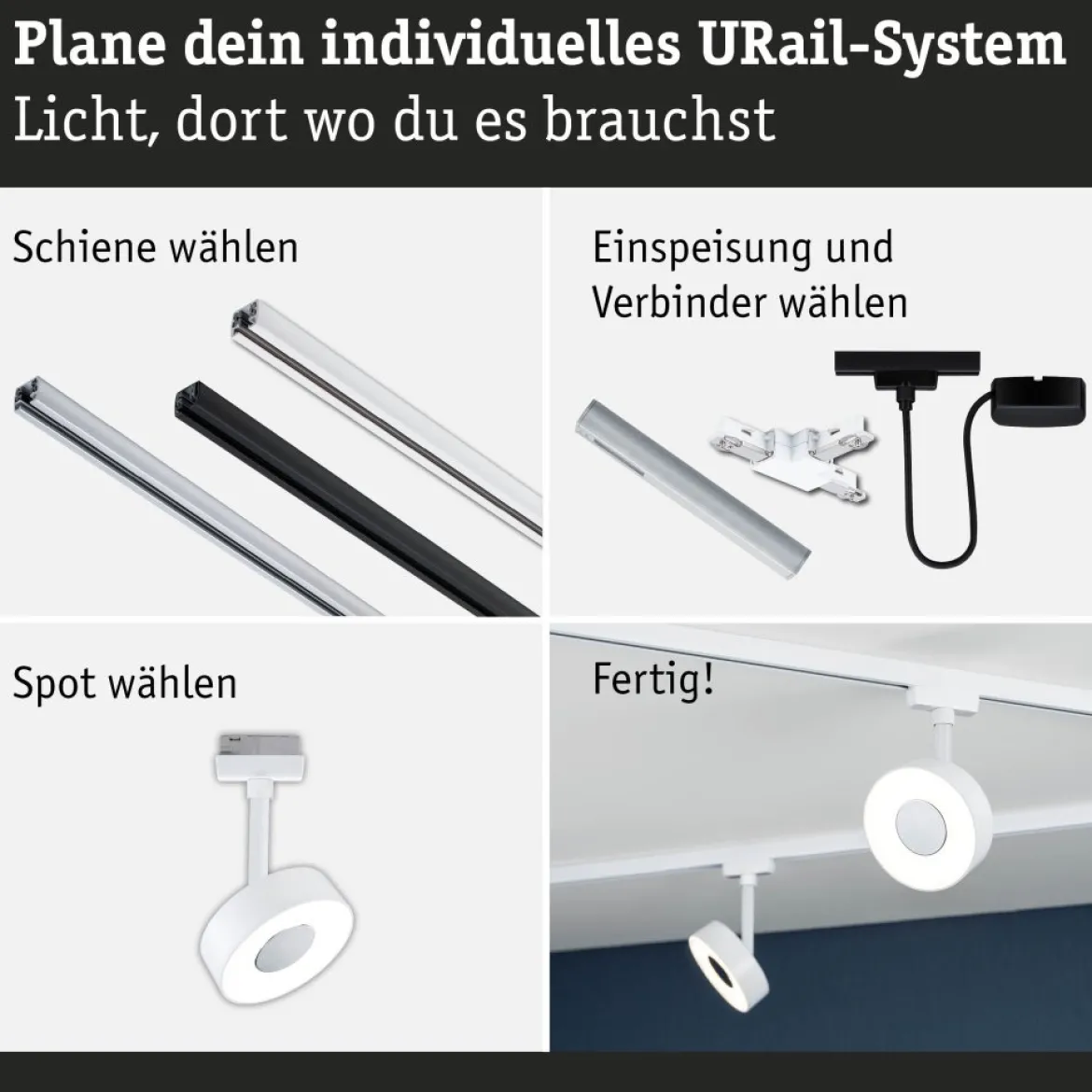 Paulmann 95704 URail LED Schienenspot Circle 4000K 3-Step-Dim 230V Signalweiß