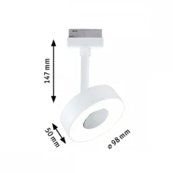 Paulmann 94891 URail LED Schienenspot Circle 3000K dimmbar 230V Signalweiß RAL 9003