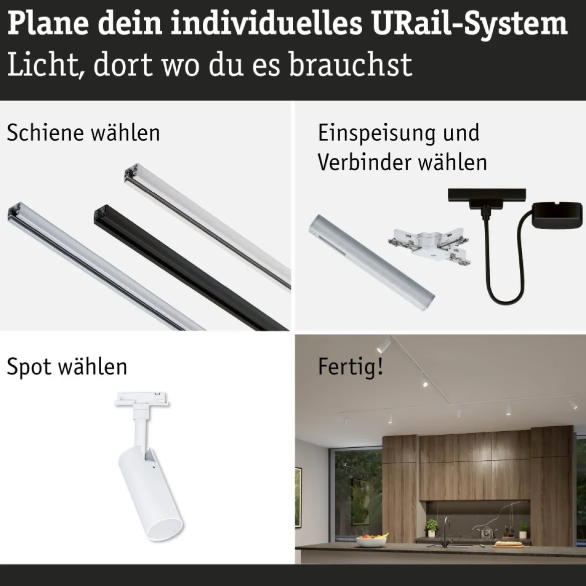 Paulmann 93140 URail LED Schienenspot Tubo 3-Step-Dim 2700-4000K Signalweiß RAL 9003