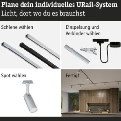 Paulmann 93141 URail LED Schienenspot Tubo 3-Step-Dim 2700-4000K Chrom matt