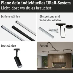 Paulmann 93142 URail LED Schienenspot Tubo 3-Step-Dim 2700-4000K Schwarz matt
