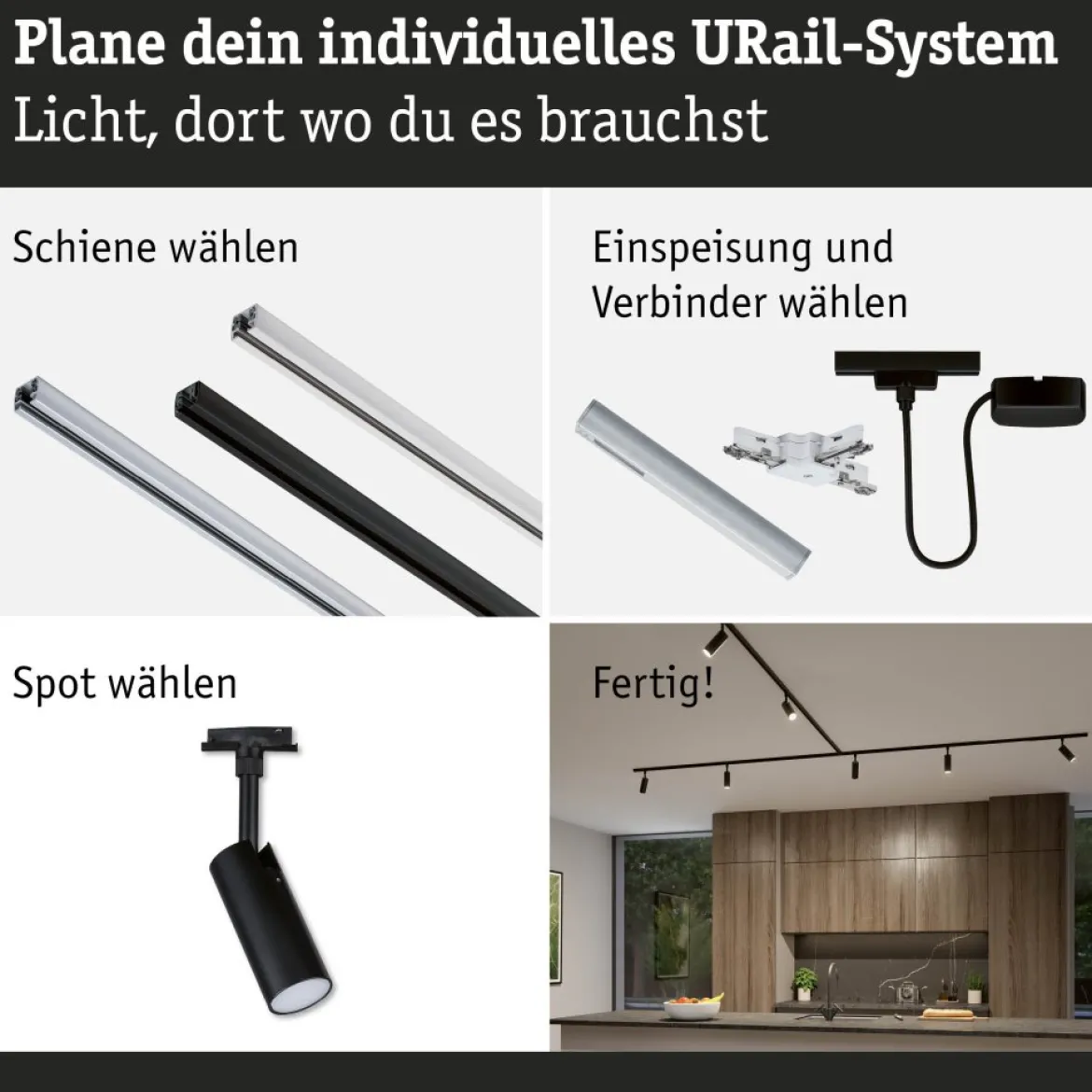 Paulmann 93142 URail LED Schienenspot Tubo 3-Step-Dim 2700-4000K Schwarz matt