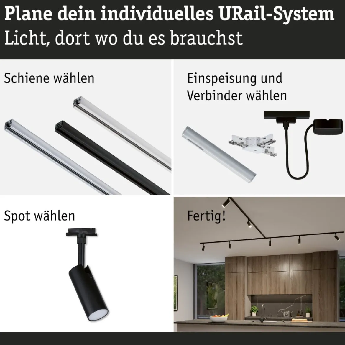 Paulmann 93145 URail LED Schienenspot Tubo 2700-4000K Schwarz matt
