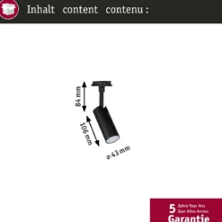Paulmann 93145 URail LED Schienenspot Tubo 2700-4000K Schwarz matt