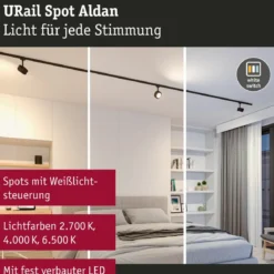 Paulmann 96771 URail LED Spot Aldan White Switch Schwarz matt