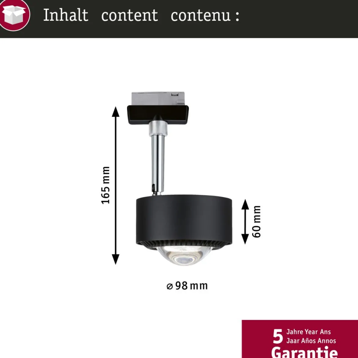 Paulmann 96771 URail LED Spot Aldan White Switch Schwarz matt