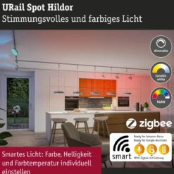 Paulmann 95688 URail LED Spot Hildor Zigbee RGBW 230V Chrom matt