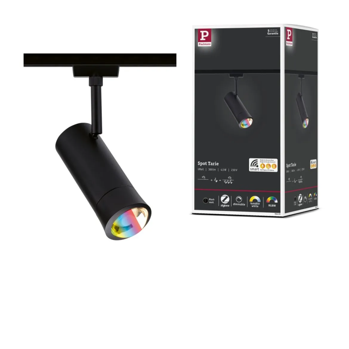 Paulmann 95693 URail LED Spot Tarie Zigbee RGBW 230V Schwarz matt dimmbar