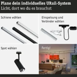 Paulmann 95693 URail LED Spot Tarie Zigbee RGBW 230V Schwarz matt dimmbar