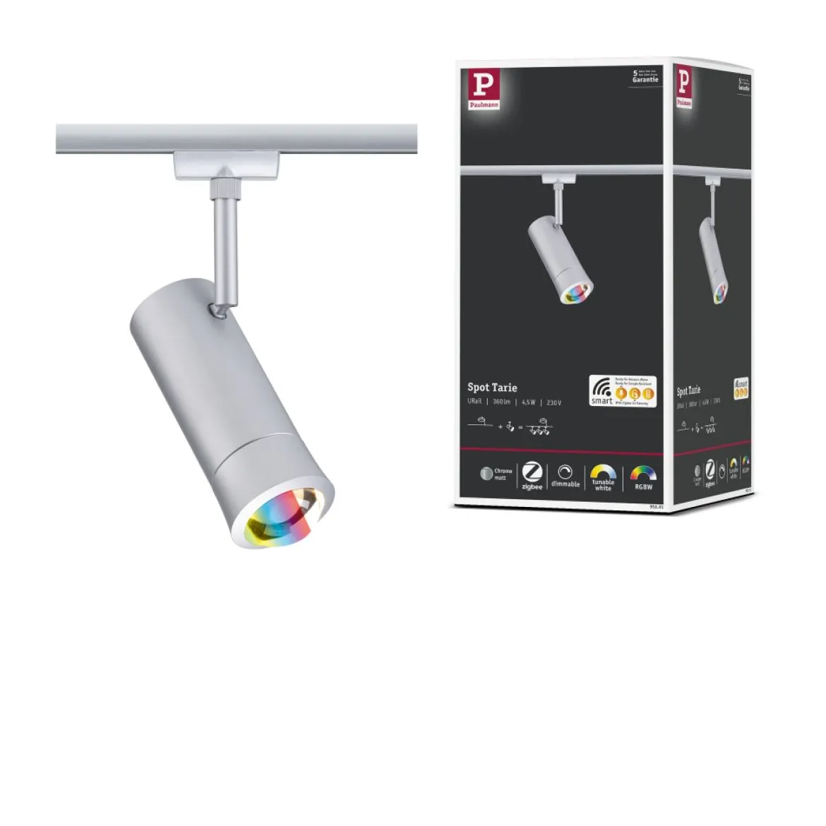 Paulmann 95691 URail LED Spot Tarie Zigbee RGBW 230V Chrom matt dimmbar