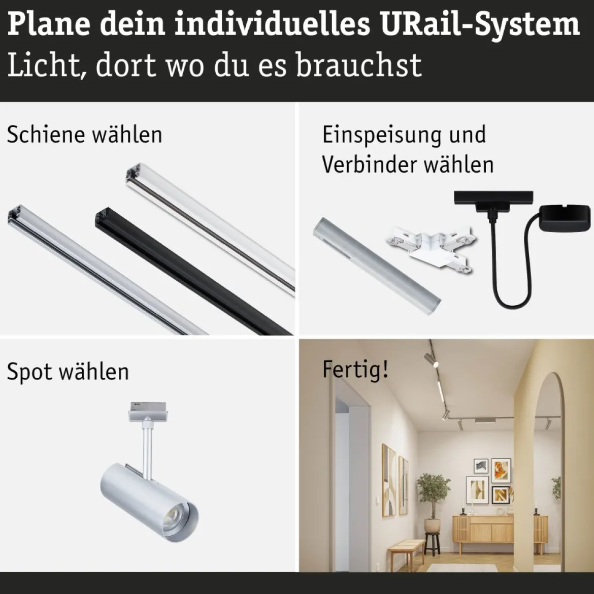 Paulmann 95694 URail LED Spot Theron Chrom matt 3000K 3-Step-Dim