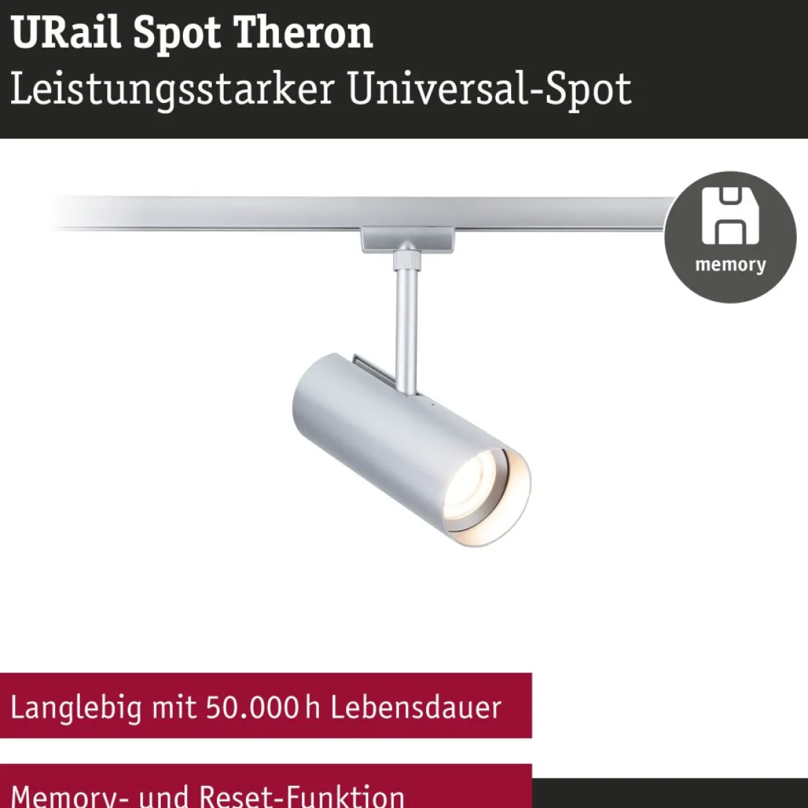 Paulmann 95694 URail LED Spot Theron Chrom matt 3000K 3-Step-Dim