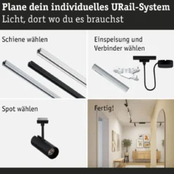 Paulmann 95696 URail LED Spot Theron Schwarz matt 3000K 3-Step-Dim