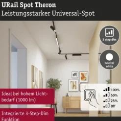 Paulmann 95699 URail LED Spot Theron Schwarz matt 4000K 3-Step-Dim