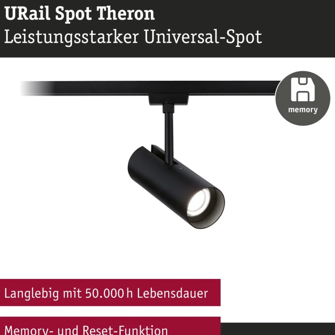 Paulmann 95699 URail LED Spot Theron Schwarz matt 4000K 3-Step-Dim