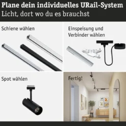 Paulmann 95699 URail LED Spot Theron Schwarz matt 4000K 3-Step-Dim