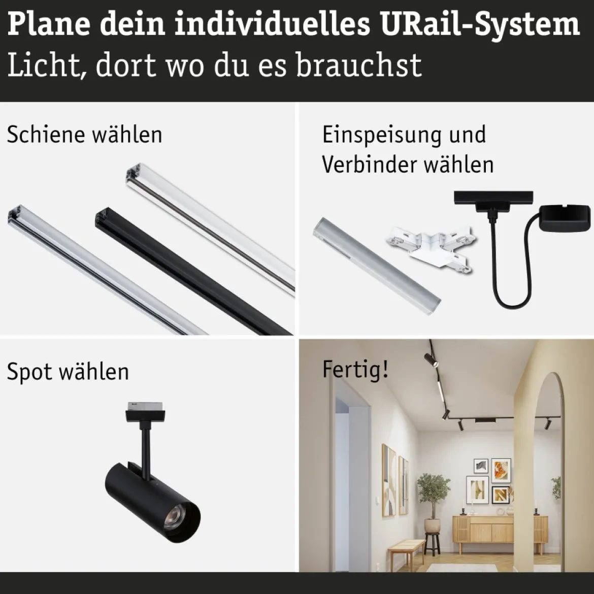 Paulmann 95699 URail LED Spot Theron Schwarz matt 4000K 3-Step-Dim