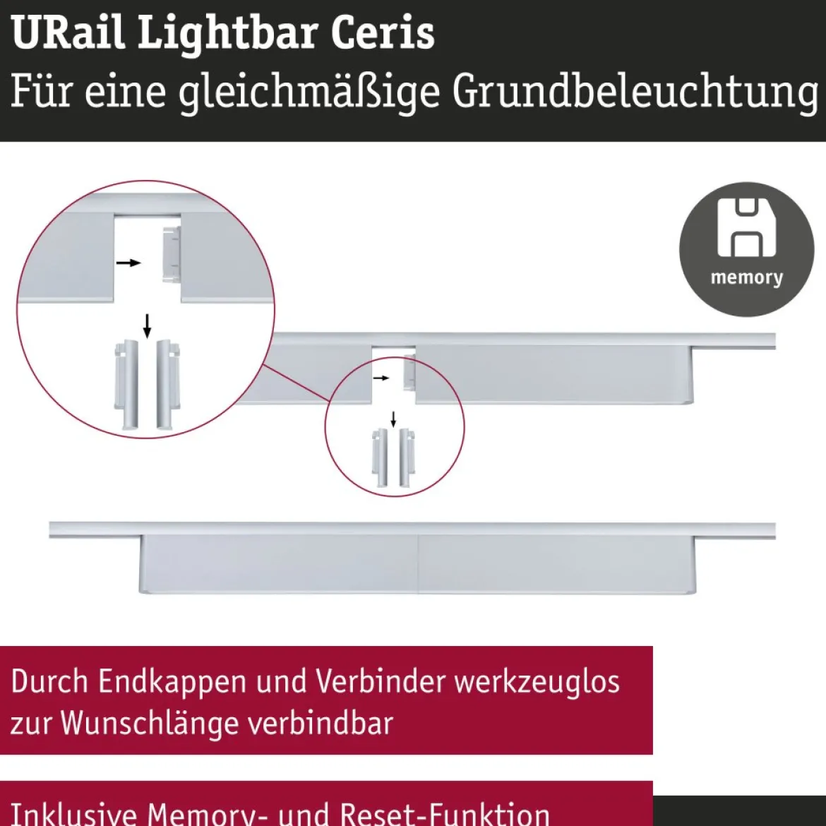 Paulmann 95712 URail Lightbar Ceris Chrom matt 4000K 3-Step-Dim
